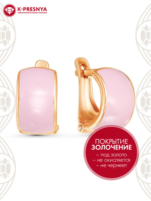 Серьги бижутерия, покрытие - золочение, отделка - эмаль, без вставок