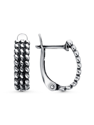 Серьги серебро 925 пробы, покрытие - оксидирование, без вставок