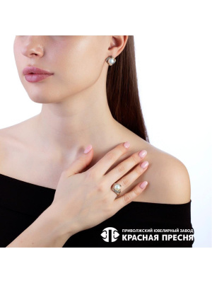 Серьги серебро 925 пробы, покрытие - золочение, выборочное родирование