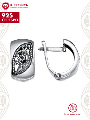 Серьги серебро 925 пробы, покрытие - оксидирование, без вставок