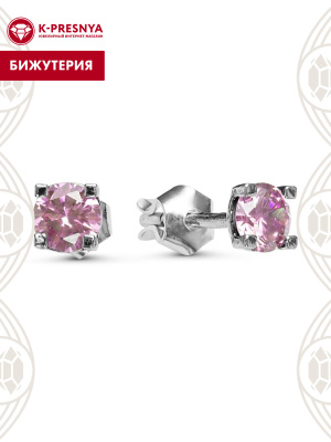 Серьги бижутерия, покрытие - серебрение с оксидированием, вставка - фианит (недрагоценный камень)