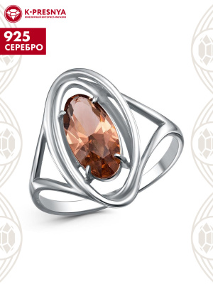 Кольцо серебро 925 пробы, покрытие - родирование, вставка - топаз (искусственный)