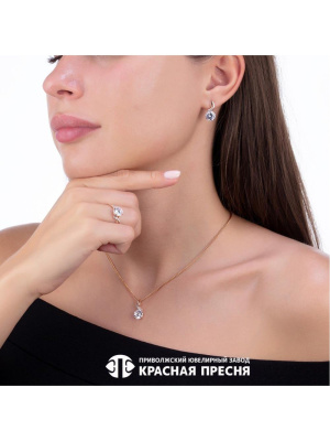 Подвеска серебро 925 пробы, покрытие - золочение, выборочное родирование, вставка - фианит (недрагоценный камень)