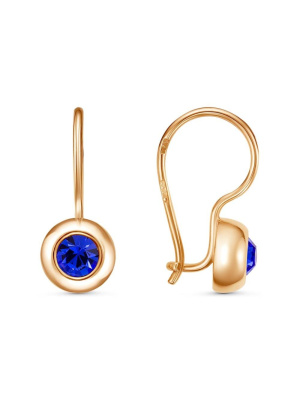 Серьги бижутерия, покрытие - золочение, вставка - стекло ювелирное preciosa