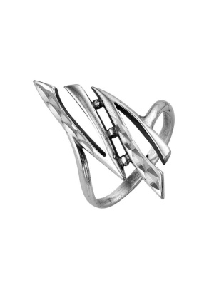 Кольцо бижутерия, покрытие - серебрение с оксидированием, отделка - алмазная грань, без вставок