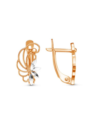 Серьги бижутерия, покрытие - золочение, отделка - алмазная грань, без вставок