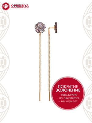 Серьги серебро 925 пробы, покрытие - золочение, вставка - перламутр