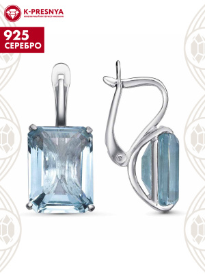 Серьги серебро 925 пробы, покрытие - родирование, вставка - горный хрусталь собственной огранки