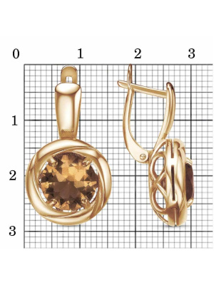 Серьги бижутерия, покрытие - золочение, вставка - искусственный султанит