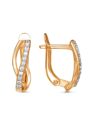 Серьги серебро 925 пробы, покрытие - золочение, выборочное родирование, вставка - фианит (недрагоценный камень)