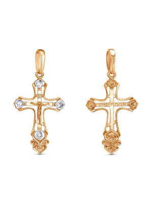 Подвеска бижутерия, покрытие - золочение, выборочное родирование, вставка - стекло ювелирное preciosa