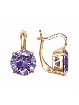 Серьги бижутерия, покрытие - золочение, вставка - фианит (недрагоценный камень)