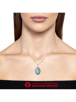 Подвеска серебро 925 пробы, покрытие - оксидирование, вставка - искусственный кошачий глаз