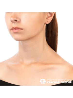 Серьги бижутерия, покрытие - платинирование, без вставок