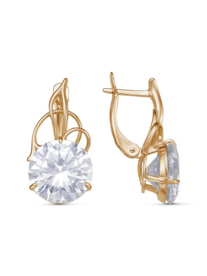 Серьги серебро 925 пробы, покрытие - золочение, вставка - фианит (недрагоценный камень)