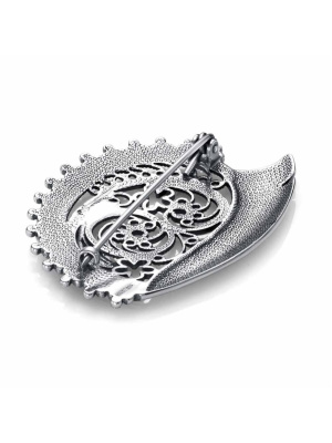 Брошь серебро 925 пробы, покрытие - оксидирование, без вставок