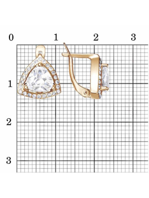 Серьги бижутерия, покрытие - золочение, вставка - стекло ювелирное preciosa, фианит (недрагоценный камень)