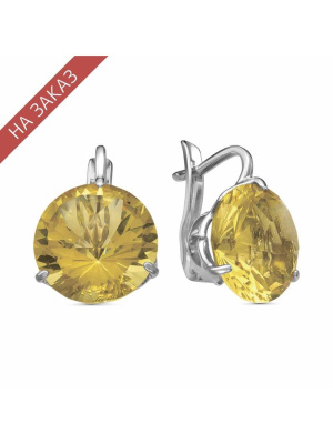 Серьги серебро 925 пробы, покрытие - родирование, вставка - стекло ювелирное собственной огранки