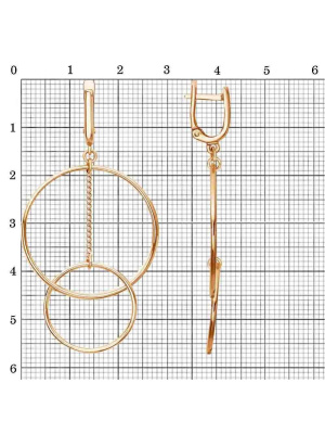 Серьги серебро 925 пробы, покрытие - золочение, без вставок