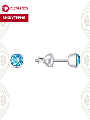 Серьги бижутерия, покрытие - серебрение, вставка - стекло ювелирное preciosa