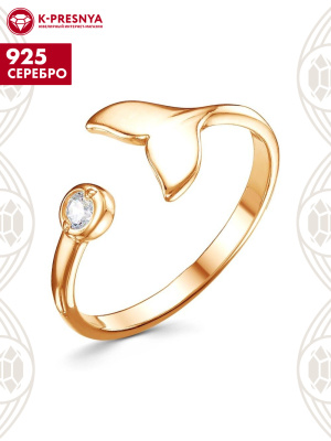 Кольцо серебро 925 пробы, покрытие - золочение, вставка - фианит (недрагоценный камень)