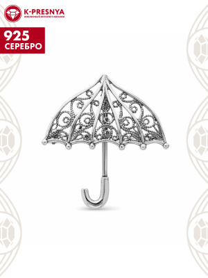 Брошь серебро 925 пробы, покрытие - оксидирование, без вставок