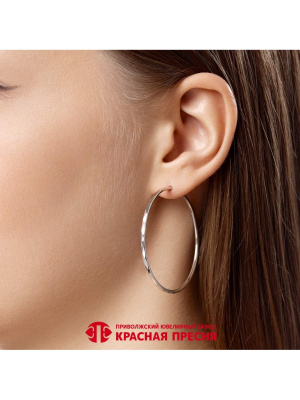Серьги серебро 925 пробы, покрытие - родирование, отделка - алмазная грань, без вставок