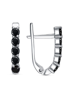 Серьги бижутерия, покрытие - платинирование, вставка - фианит (недрагоценный камень)