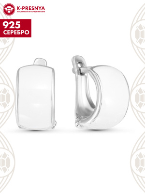 Серьги серебро 925 пробы, покрытие - родирование, отделка - эмаль, без вставок