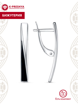 Серьги бижутерия, покрытие - серебрение, отделка - эмаль, без вставок