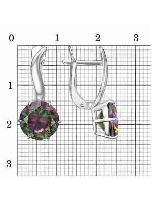 Серьги серебро 925 пробы, покрытие - родирование, вставка - фианит (недрагоценный камень)