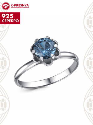 Кольцо серебро 925 пробы, покрытие - оксидирование, вставка - искусственная шпинель