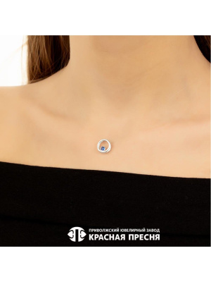 Подвеска серебро 925 пробы, покрытие - родирование, вставка - искусственная шпинель