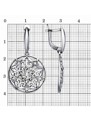 Серьги серебро 925 пробы, покрытие - оксидирование, без вставок