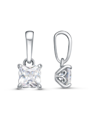 Подвеска бижутерия, покрытие - платинирование, вставка - фианит (недрагоценный камень)