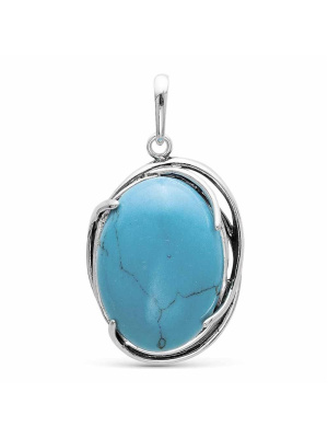 Подвеска бижутерия, покрытие - серебрение с оксидированием, вставка - искусственная бирюза