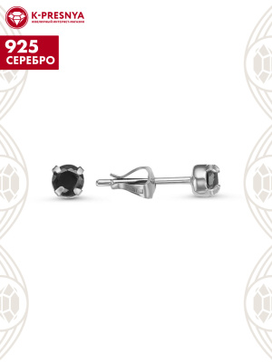 Серьги серебро 925 пробы, без покрытия, вставка - фианит (недрагоценный камень)