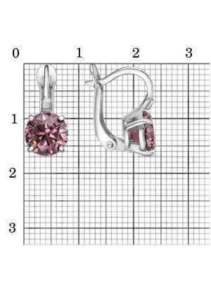 Серьги серебро 925 пробы, покрытие - платинирование, вставка - фианит (недрагоценный камень)