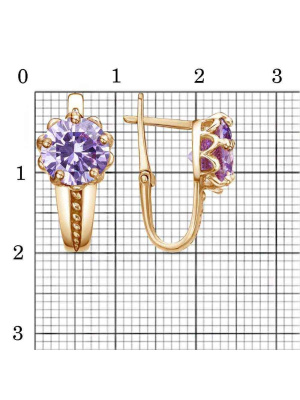 Серьги бижутерия, покрытие - золочение, вставка - фианит (недрагоценный камень)