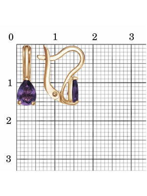 Серьги серебро 925 пробы, покрытие - золочение, вставка - аметист (полудрагоценный камень)