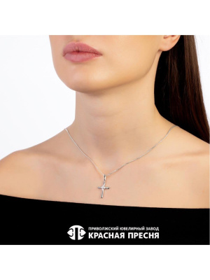 Подвеска серебро 925 пробы, покрытие - родирование, вставка - фианит (недрагоценный камень)