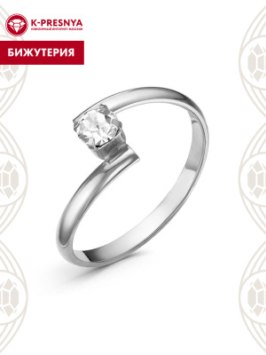 Кольцо бижутерия, покрытие - серебрение, вставка - стекло ювелирное preciosa
