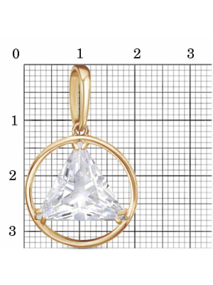 Подвеска серебро 925 пробы, покрытие - золочение, вставка - фианит (недрагоценный камень)
