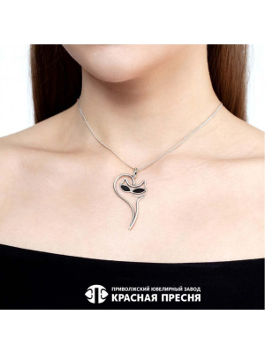 Подвеска бижутерия, покрытие - серебрение с оксидированием, отделка - эмаль, без вставок