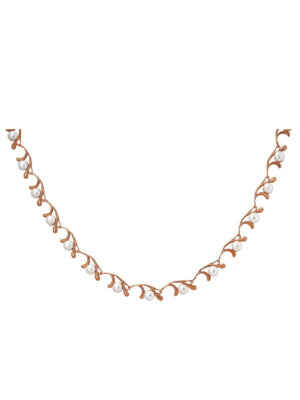 Колье бижутерия, покрытие - золочение, вставка - культивированный жемчуг