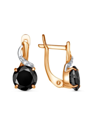 Серьги бижутерия, покрытие - золочение, выборочное родирование, вставка - фианит (недрагоценный камень)