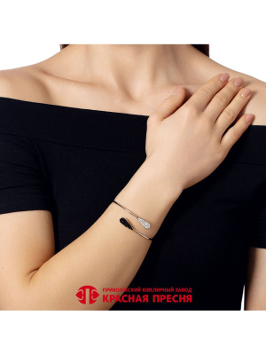 Браслет бижутерия, покрытие - платинирование, вставка - стекло ювелирное preciosa
