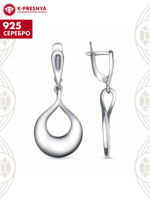 Серьги серебро 925 пробы, покрытие - платинирование, без вставок