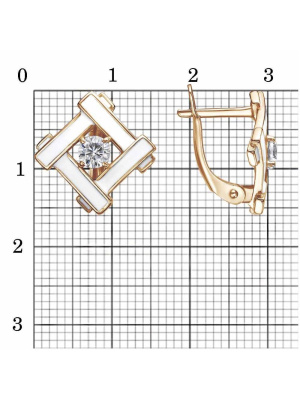Серьги серебро 925 пробы, покрытие - золочение, отделка - эмаль, вставка - фианит (недрагоценный камень)