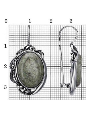 Серьги серебро 925 пробы, покрытие - оксидирование, вставка - везувиан